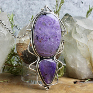Serpentine Voyager Necklace // Double Charoite - Acid Queen Jewelry