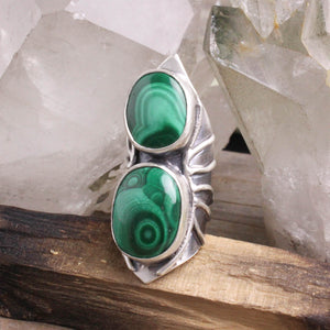 Warrior Shield Ring // Malachite - Size 5 (Capricorn Collection)