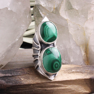 Warrior Shield Ring // Malachite - Size 5 (Capricorn Collection)