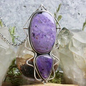 Serpentine Voyager Necklace // Double Charoite - Acid Queen Jewelry