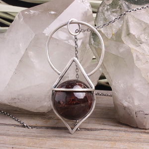 Crystal Ball Pendulum Necklace // Garnet (Capricorn Collection)