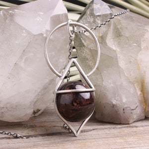 Crystal Ball Pendulum Necklace // Garnet (Capricorn Collection)