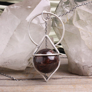 Crystal Ball Pendulum Necklace // Garnet (Capricorn Collection)