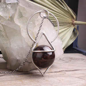 Crystal Ball Pendulum Necklace // Garnet (Capricorn Collection)