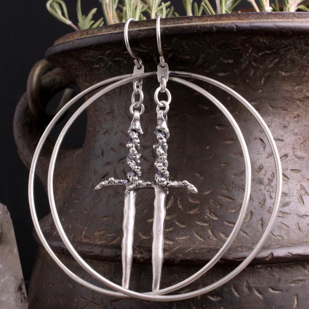 Ritual Dagger Hoop Earrings - Acid Queen Jewelry