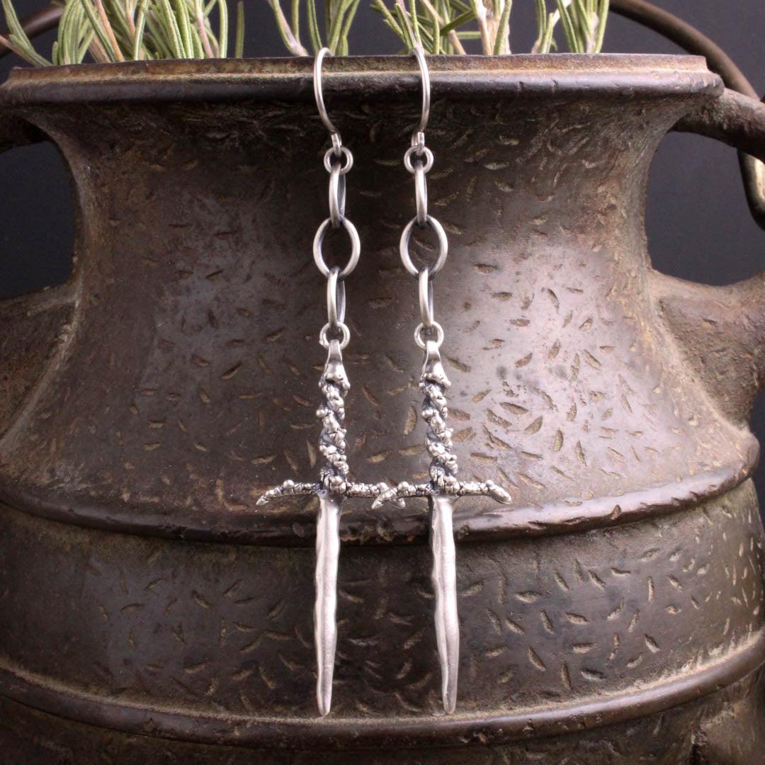 Ritual Dagger Dangle Earrings - Acid Queen Jewelry