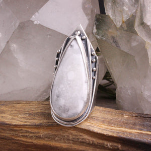 Warrior Shield Ring //  White Ocean Jasper - Size 8.5 (Aquarius Collection)