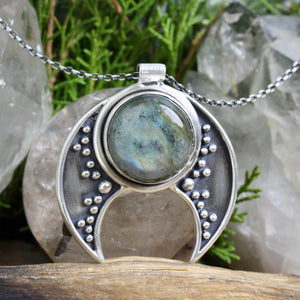 Voyager Moon Necklace // Labradorite - Acid Queen Jewelry