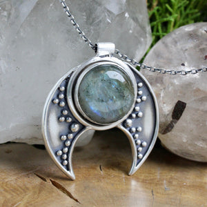 Voyager Moon Necklace // Labradorite - Acid Queen Jewelry