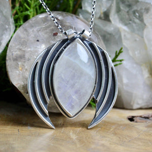 Voyager Moon Necklace // Rainbow Moonstone - Acid Queen Jewelry