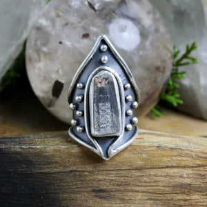 Warrior Ring // Inclusion Quartz Point - Size 9.5 - Acid Queen Jewelry