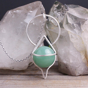 Crystal Ball Pendulum Necklace // Aventurine