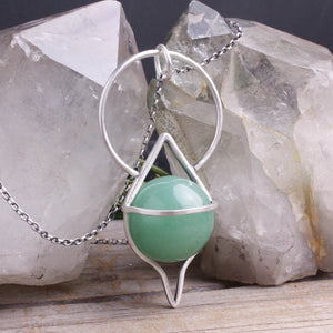 Crystal Ball Pendulum Necklace // Aventurine