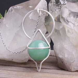 Crystal Ball Pendulum Necklace // Aventurine