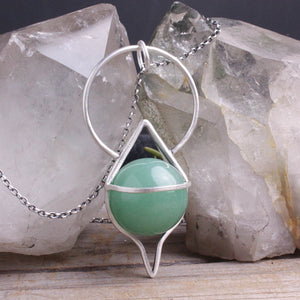 Crystal Ball Pendulum Necklace // Aventurine