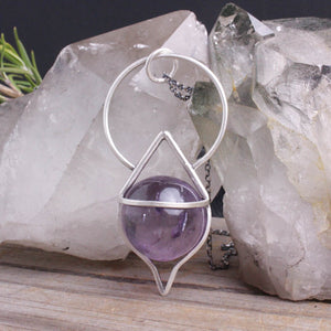 Crystal Ball Pendulum Necklace // Amethyst