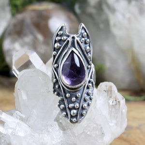 Circe Shield Ring // Amethyst - Size 8 - Acid Queen Jewelry