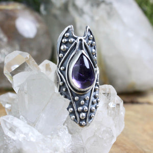 Circe Shield Ring // Amethyst - Size 8 - Acid Queen Jewelry