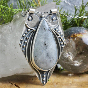 Voyager Moon Shield Necklace //  Moonstone - Acid Queen Jewelry