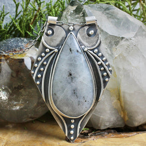 Voyager Moon Shield Necklace //  Moonstone - Acid Queen Jewelry