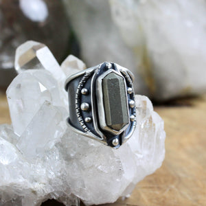 Warrior Ring // Double Terminated Pyrite- Size 7.5 - Acid Queen Jewelry
