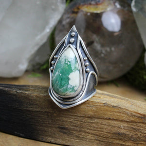 Warrior Ring // Moss Agate - Size 9 - Acid Queen Jewelry