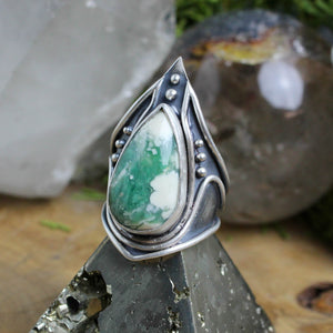 Warrior Ring // Moss Agate - Size 9 - Acid Queen Jewelry