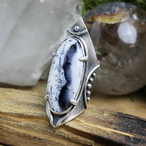 Warrior Shield  Ring // Dendritic Agate- Size 7 - Acid Queen Jewelry