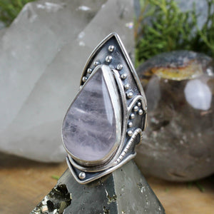 Warrior Shield Ring // Rose Quartz- Size 9.5 - Acid Queen Jewelry