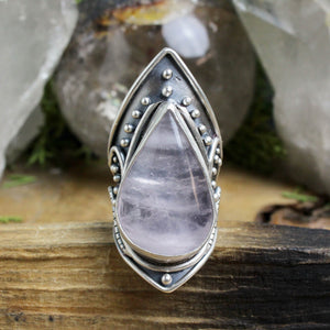 Warrior Shield Ring // Rose Quartz- Size 9.5 - Acid Queen Jewelry
