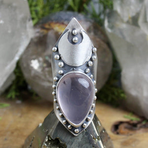 Warrior Moon Shield Ring // Rose Quartz- Size 7 - Acid Queen Jewelry