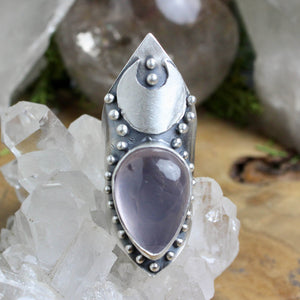 Warrior Moon Shield Ring // Rose Quartz- Size 7 - Acid Queen Jewelry