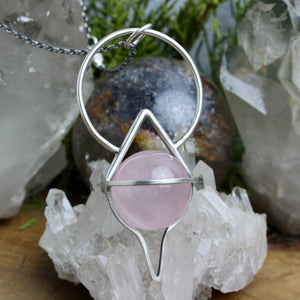Crystal Ball Necklace // Rose Quartz - Acid Queen Jewelry