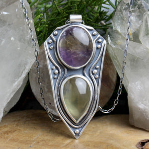 Voyager Shield Necklace // Ametrine + Citrine - Acid Queen Jewelry