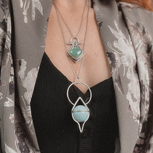 Crystal Ball Pendulum Necklace // Larimar