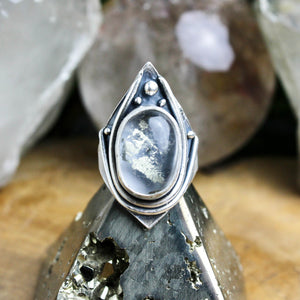 Warrior Ring //  Quartz with Pyrite - Size 10 - Acid Queen Jewelry