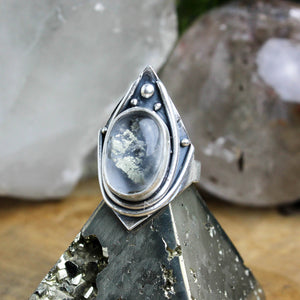 Warrior Ring //  Quartz with Pyrite - Size 10 - Acid Queen Jewelry
