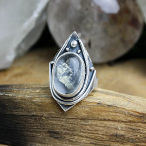 Warrior Ring //  Quartz with Pyrite - Size 10 - Acid Queen Jewelry