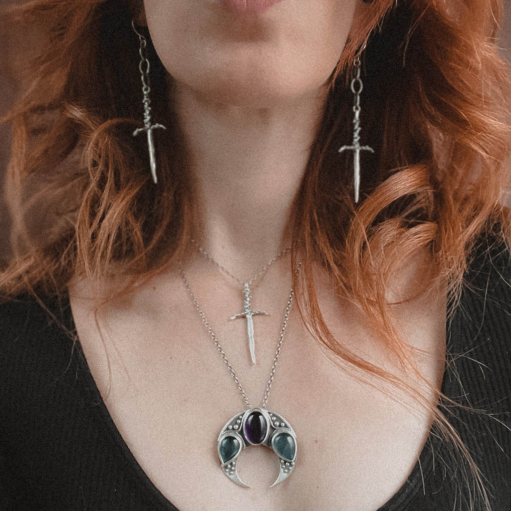 Ritual Dagger Dangle Earrings - Acid Queen Jewelry