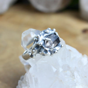 Captured Quartz Ring // Smoky Quartz  Size 6.75 - Acid Queen Jewelry