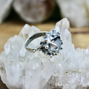 Captured Quartz Ring // Smoky Quartz  Size 6.75 - Acid Queen Jewelry