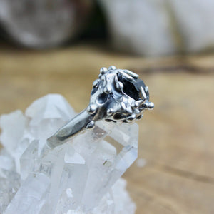 Captured Tourmaline Ring // Black Tourmaline Size 7.5 - Acid Queen Jewelry