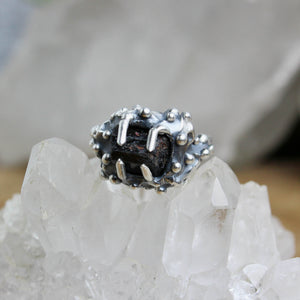 Captured Tourmaline Ring // Black Tourmaline Size 7.5 - Acid Queen Jewelry