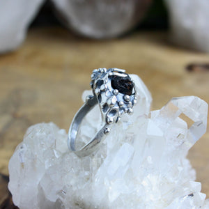Captured Tourmaline Ring // Black Tourmaline Size 7.5 - Acid Queen Jewelry