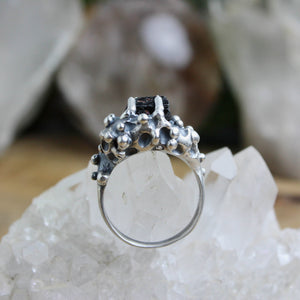 Captured Tourmaline Ring // Black Tourmaline Size 8.5 - Acid Queen Jewelry