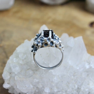 Captured Tourmaline Ring // Black Tourmaline Size 8.5 - Acid Queen Jewelry