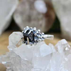 Captured Tourmaline Ring // Black Tourmaline Size 8.5 - Acid Queen Jewelry