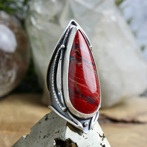Warrior Shield Ring //  Red Jasper - Size 9 - Acid Queen Jewelry