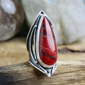 Warrior Shield Ring //  Red Jasper - Size 9 - Acid Queen Jewelry