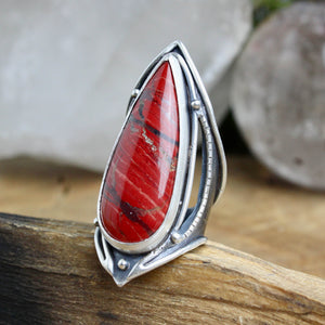 Warrior Shield Ring //  Red Jasper - Size 9 - Acid Queen Jewelry